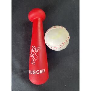 Vintage Stahlwood Rubber Squeaky Toy Lot Slugger Bat & Ball Taiwan
